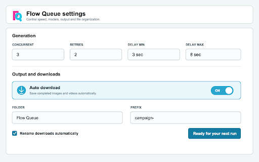 Flow Queue - Auto Veo & Nano Banana for Google Flow™ :: Automate Veo and Nano Banana image and video batches in Google Flow™.