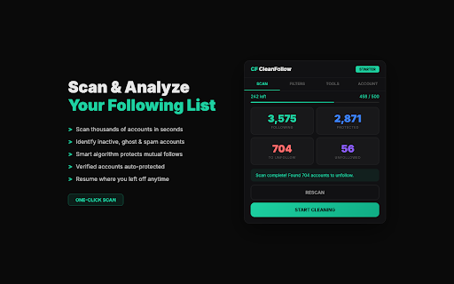 CleanFollow - Instagram Unfollow Manager :: Intelligently manage your Instagram follows with bulk unfollow features, smart filters, and a freemium SaaS model