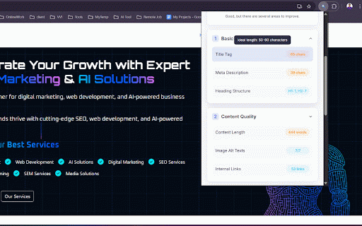 SEO Checklist :: Real-time on-page SEO analysis with 2025 optimization metrics