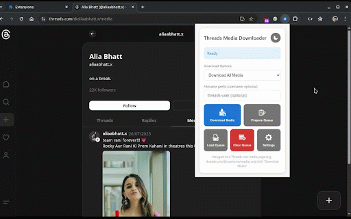 Threads Media Downloader :: Download all media files from Threads user pages with datetime-based filenames