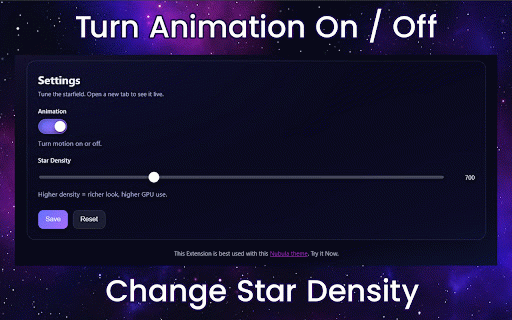 Nebula New Tab — Animated Starfield :: A Nebula new tab with an animated starfield that you can use with the latest Nebula theme.