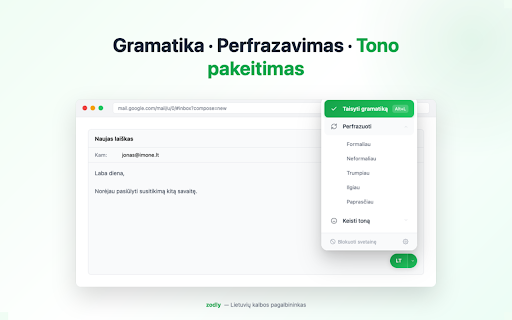 zodly - Lietuvių gramatikos tikrintuvas :: Pataisykite lietuvių kalbos gramatikos klaidas bet kuriame teksto lauke vienu paspaudimu
