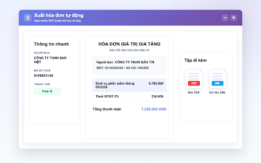 Xuất hóa đơn tự động :: Tải hàng loạt hóa đơn điện tử GDT, gom PDF, XML và Excel vào một file ZIP để lưu trữ và nhập MISA.