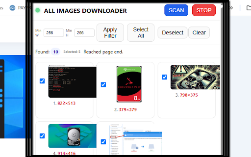 All Images Downloader :: Scan a page for images (with auto-scroll), preview, filter/select, save to PDF or extract images individually.