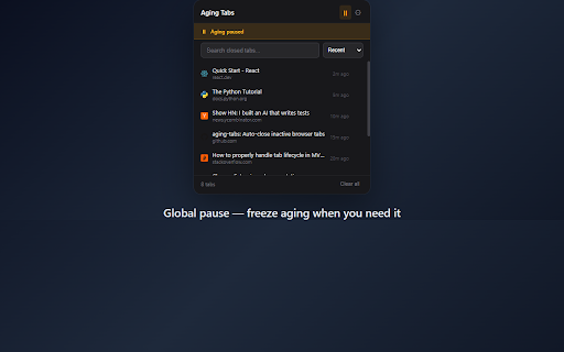 Aging Tabs :: Auto-close inactive tabs with visual aging feedback and a searchable graveyard