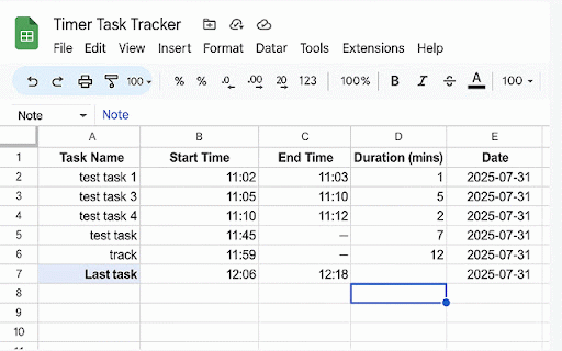 Timer Task Tracker :: Tracks tasks and saves data to selected Google Sheets
