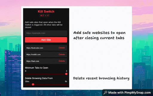Kill Switch :: Closes all tabs, opens new ones, and clears history.