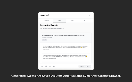 xMatic - Own Key :: AI-powered Twitter content creation - Use your own API keys for complete privacy