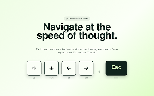 Bookmark Everywhere: Keyboard centric, Card layout & Sync :: Open a snappy bookmark gallery everywhere. Keyboard driven with powerful search. Card layouts and HD icons. Sync across browsers.