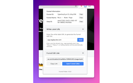 Funnel Finder :: Automatically detect HighLevel websites/funnels and extract data for support representatives