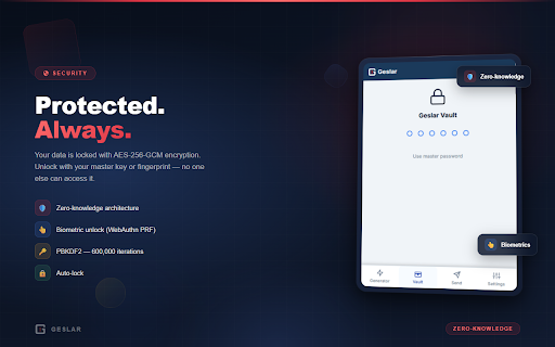 Geslar :: Besplatni password manager na hrvatskom — Škrinjar za lozinke, TOTP 2FA, auto-fill, generator fraza i provjera curenja