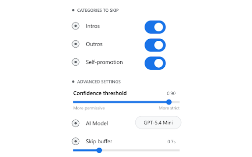 SkipTube AI :: Automatically skip sponsorships and irrelevant content in YouTube videos using AI