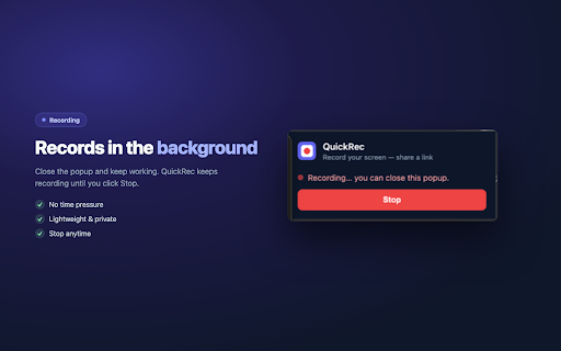 QuickRec — Screen Recorder & Share :: Record your screen and camera. Get an instant share link. Simple Loom alternative without the price tag.