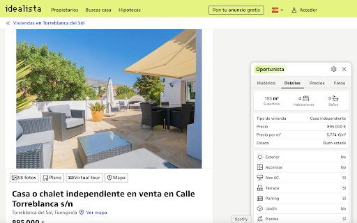Oportunista :: Muestra el histórico de precios de un inmueble de Idealista.