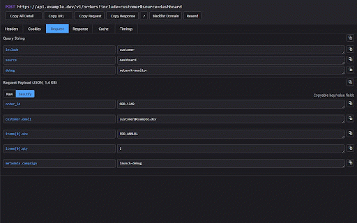 HTTP Header Network Monitoring :: Persistent tab-scoped HTTP monitor with headers, bodies, docked DevTools panel, blacklist rules, resend, and HAR/JSON exports.