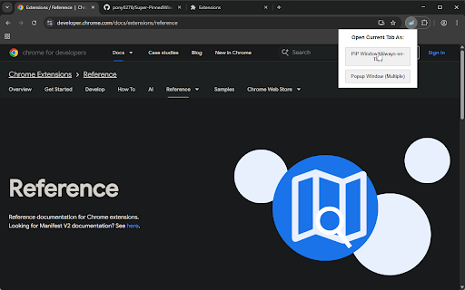 Always on Top, PiP & Side Panel (3 in 1) - Super Pinned Window :: Open any tab or link in an always-on-top PiP or a flexible popup window.