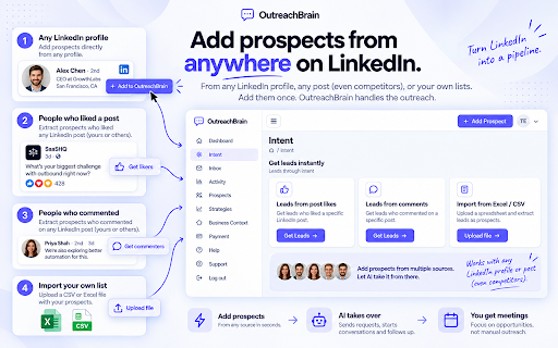 OutreachBrain – AI LinkedIn Outreach :: Add LinkedIn prospects, automate connection requests, conversations and follow-ups, and manage outreach from one AI workspace.