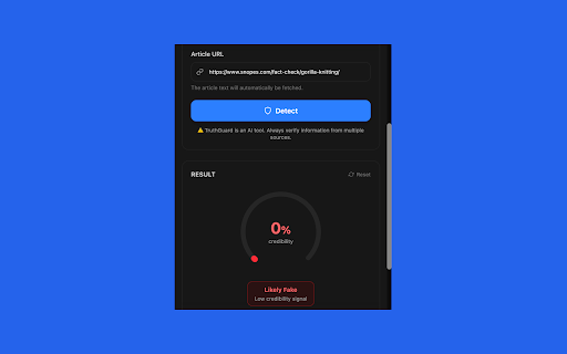 TruthGuard — AI-powered Misinformation Detection :: TruthGuard is an AI-powered fake news detector that detects misinformation, empowering you to separate fact from fiction.