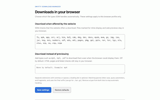 Swifty Download Manager :: Send supported download links from Chrome to Swifty Download Manager.