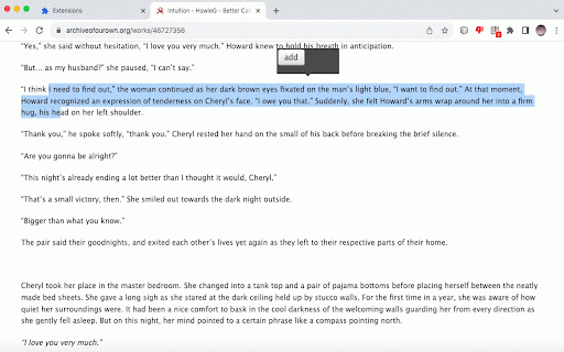 AO3 Bookmarker :: A tool to bookmark your AO3 pics down to the exact sentence!