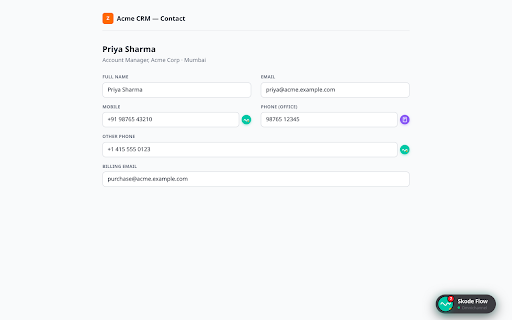 Skode Flow — Omnichannel CRM Extension :: Answer customers from a chat dock inside the pages you already work in — no copy-pasting, no tab-switching, no losing your place.