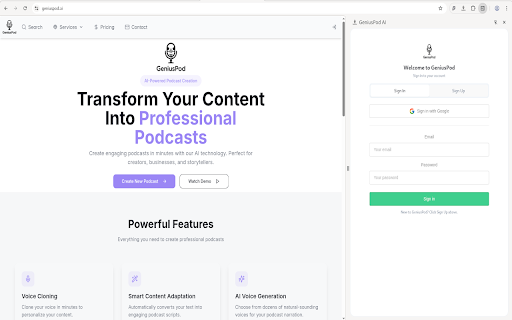 GeniusPod AI :: Transform Your Content Into Professional Podcasts. Create engaging podcasts in minutes with our AI technology. Perfect for…
