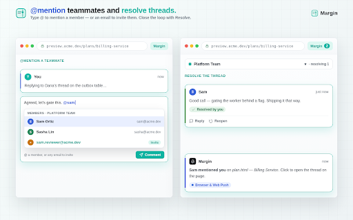 Margin :: Organization discussions on any web page.