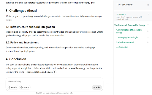 ChatGPT Table of Contents :: Display a table of contents for ChatGPT generated content in a right sidebar