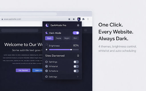 DarkMode Pro - Dark Mode for Every Website :: Instant dark mode for every website. Reduce eye strain, save battery and browse comfortably at night. One click to go dark.