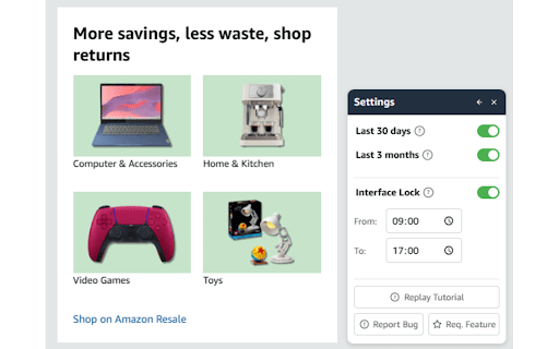 SpendGuard for Amazon™ :: Track and control Amazon™ spending. Floating widget, checkout warnings, time-lock blocking. Privacy-first.