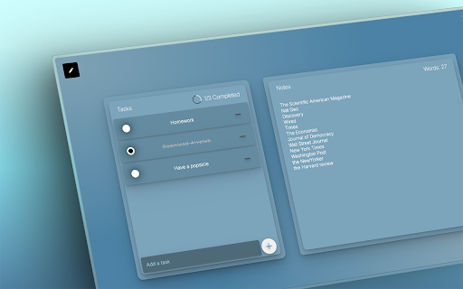 Aivatab :: Aivatab provides a visually stunning and fluid new tab experience with a to-do list, notes, and a customizable search bar.