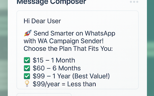 WA Campaign Sender :: WhatsApp Campaign Sender Extension for bulk messaging and campaign management