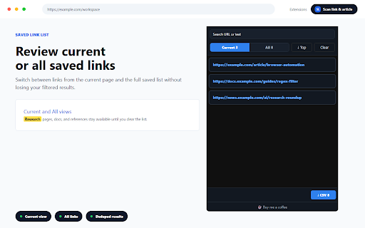 Scan link & article :: Scan links and innerText on web pages, then export results to CSV.
