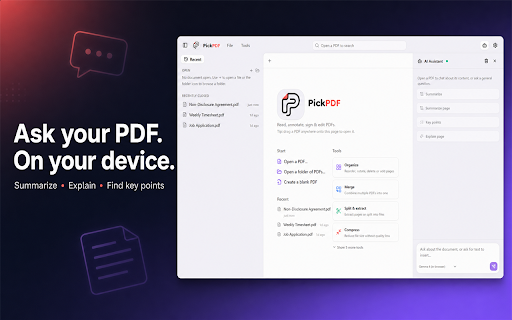 PickPDF — PDF Reader & Editor :: Read, edit, organize, fill, sign, and export PDFs locally in Chrome.