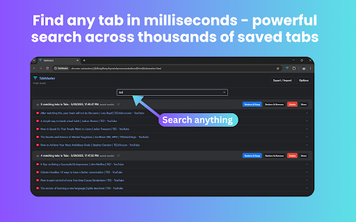 TabMaster :: Organize and manage all your browser tabs in one place. Save, restore, and share tabs with ease.