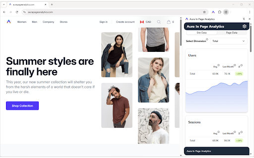 Aura In Page Analytics :: Providing a sidepanel to easily view your GA4 data while you browse.