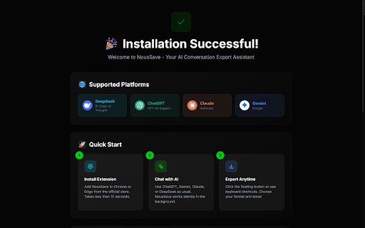NousSave: Export ChatGPT, Gemini, DeepSeek, Claude and Grok Chats to PDF :: Effortlessly export AI chats to PDF, Word, Markdown, HTML & more. Features 'Deep Research' support and collapsible long messages.