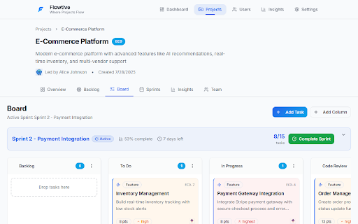 Flowtive - Project Management & Task Tracking :: Modern project management tool with Kanban boards, sprint planning, agile task tracking, and team collaboration features.