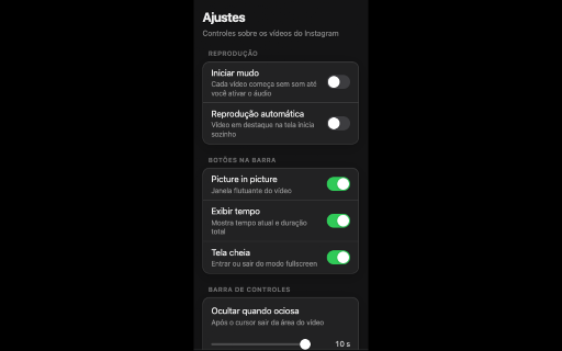 Instagram Video Controls :: Adiciona barra de controles (play, tempo, volume, tela cheia) aos vídeos do Instagram.