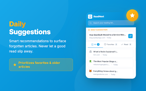 ReadNext - Smart Reading List for Chrome :: Your smart reading list companion. Save articles, track your reading, and never lose an interesting page again.