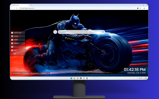 Batman On Batpod Live Wallpaper :: Batman speeding through the dark streets of Gotham on the Batpod with dynamic red and blue light trails.