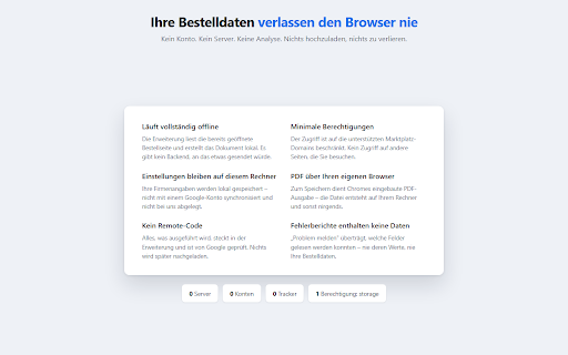 Invoice & Receipt Generator for Orders :: Turn any online order into a clean PDF invoice or receipt. Bulk export, CSV for bookkeeping, VAT fields. Works fully offline.