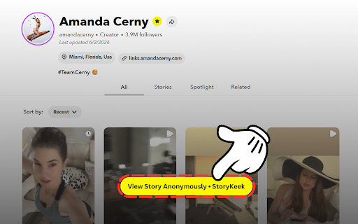 Anonymous Snapchat Story Viewer - StoryKeek :: Watch public Snapchat stories anonymously. One button on any profile, plus the profile picture at full size. No login.