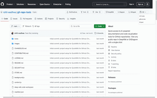 GitRepoTools :: Essential tools for GitHub repositories - Web IDE integration, documentation, and repository insights