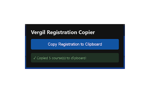 Vergil Registration Copier :: Copy your Columbia registration information from Vergil in a formatted way