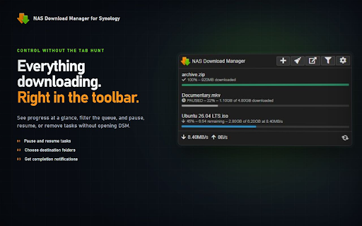NAS Download Manager for Synology :: Add and manage Download Station tasks on your Synology DiskStation.