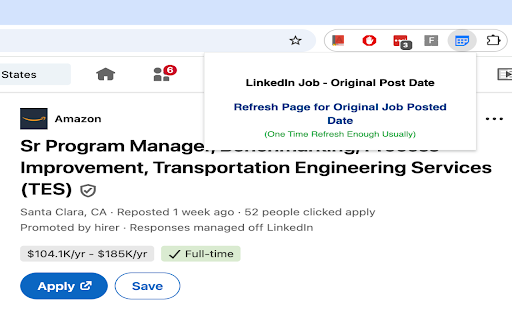 OriginallyListedAt for LinkedIn Jobs :: Displays the original listing date of a LinkedIn job.