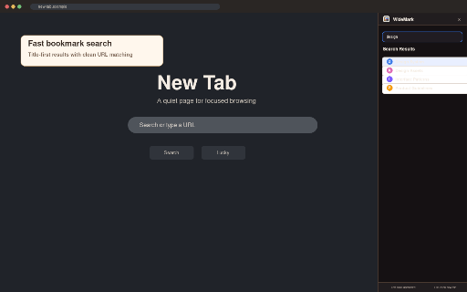 WideMark: Bookmark Side Panel :: A compact bookmark manager in Chrome's side panel. Browse, search, organize, style folders, and find duplicates locally.