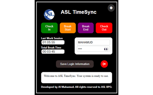 ASL TimeSync :: Workforce time tracking and screenshot monitoring for internal organizational use.
