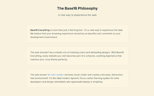 Base16 Everything :: Convert any website to base16 color schemes with smooth transitions